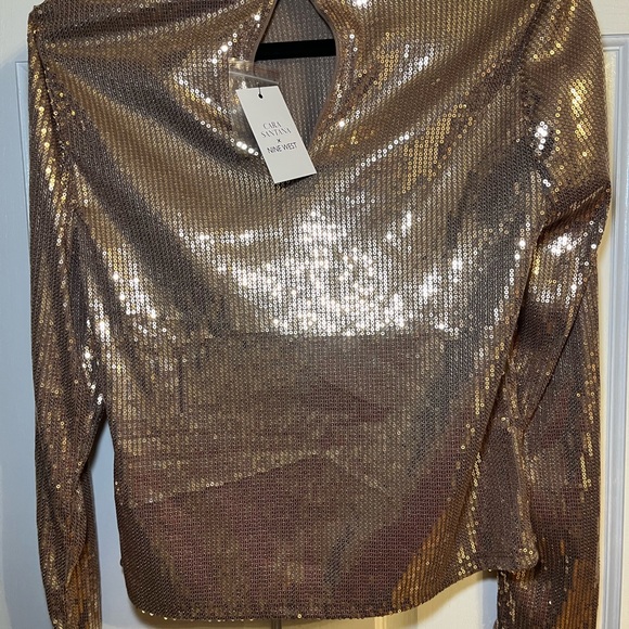 Rose goldish blouse with sequins - Picture 2 of 4